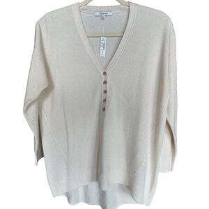 NWT Madewell Asherton Waffle Henley V-Neck Sweater Size XXSmall